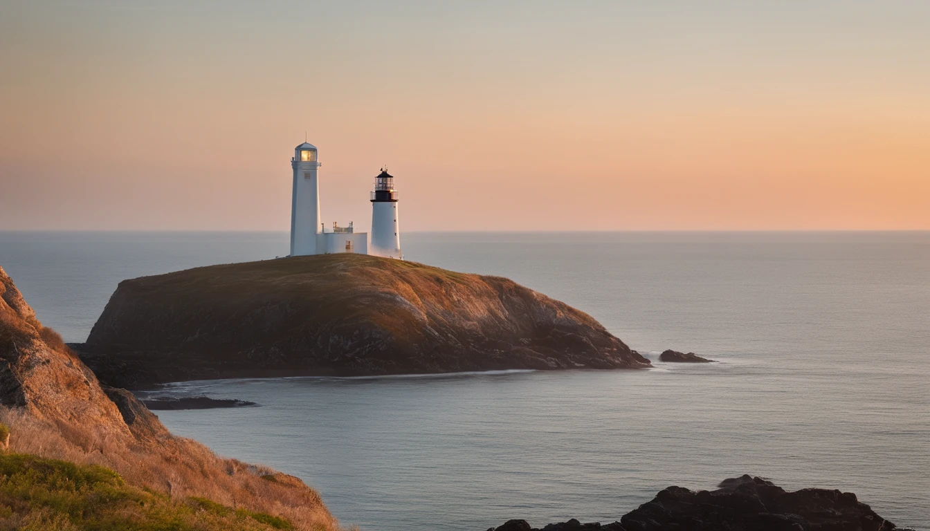 Cape Lighthouse,Expansive ocean,horizon,summer sunlight,first love,Refreshing breeze