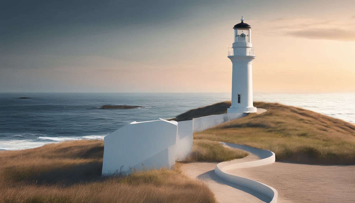 Cape Lighthouse,Expansive ocean,horizon,summer sunlight,first love,Refreshing breeze