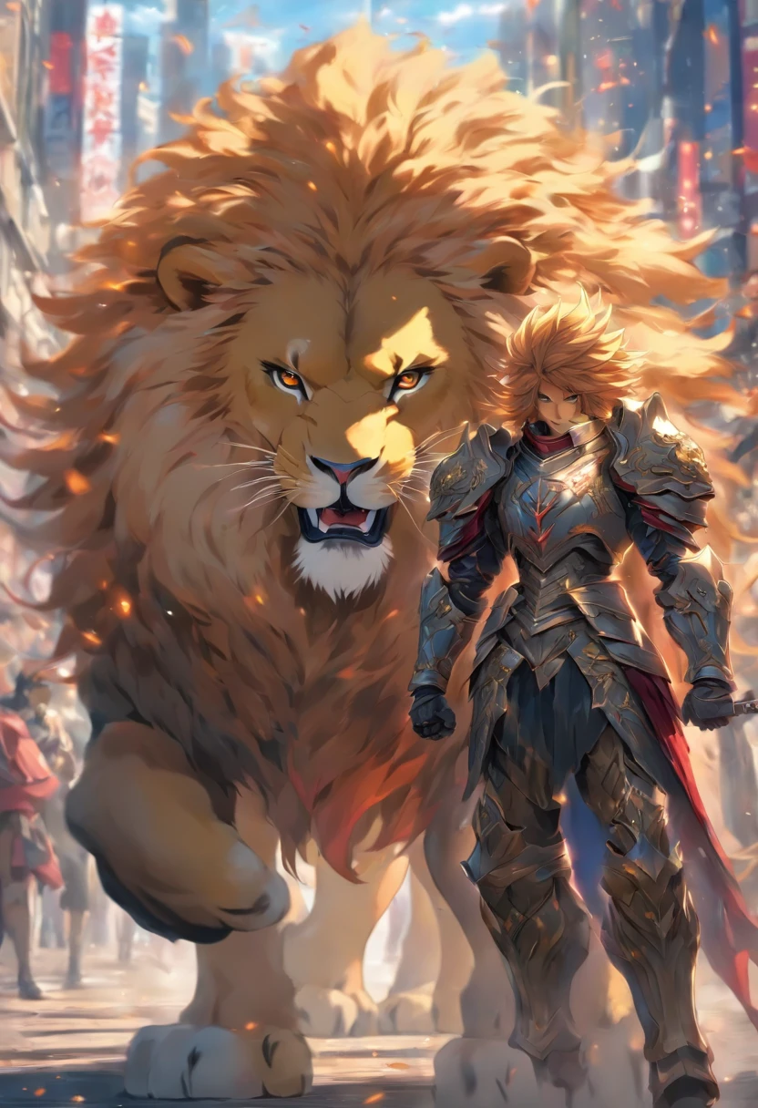 Lion Knight wearing combat uniform, on the street