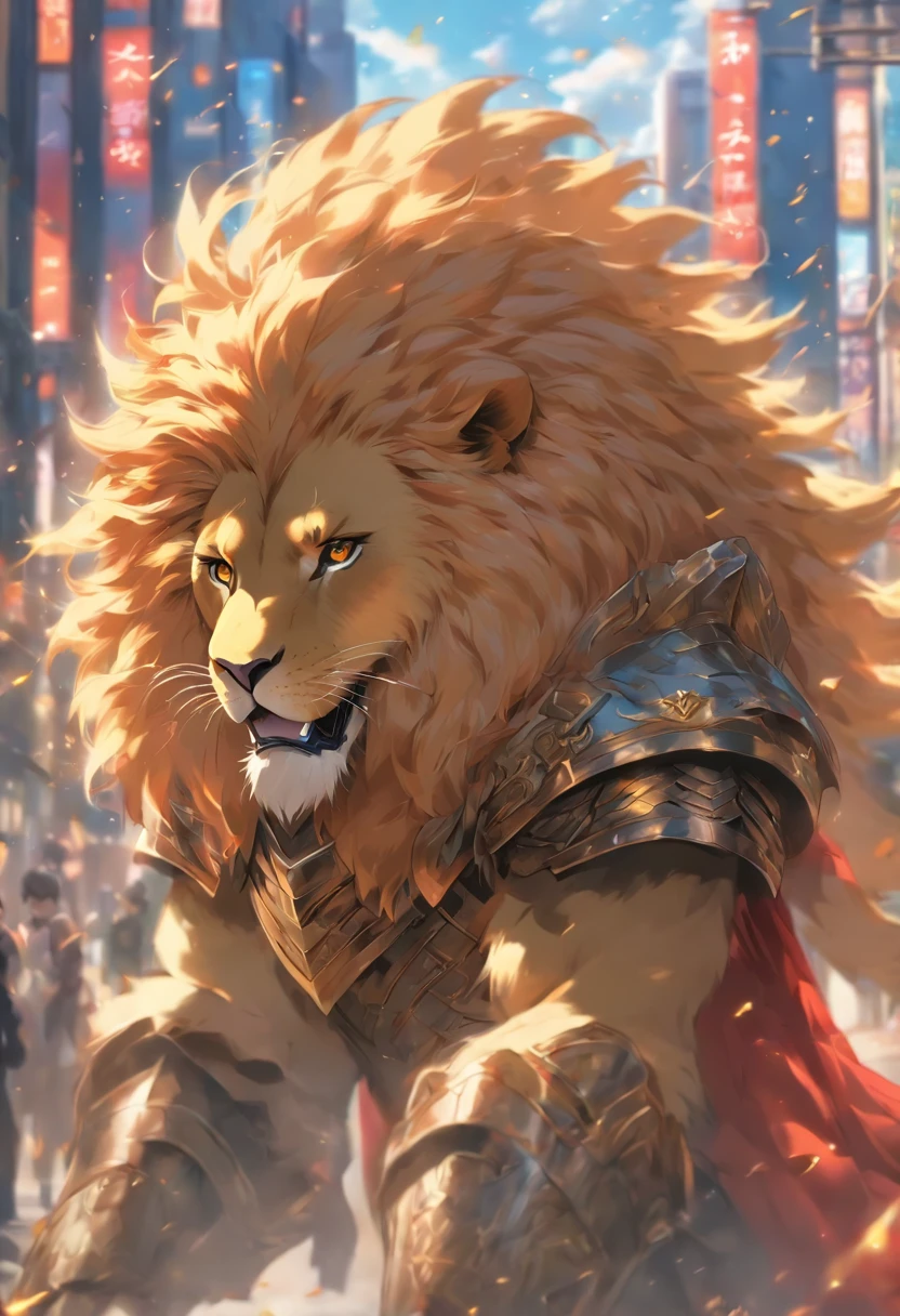 Lion Knight wearing combat uniform, on the street