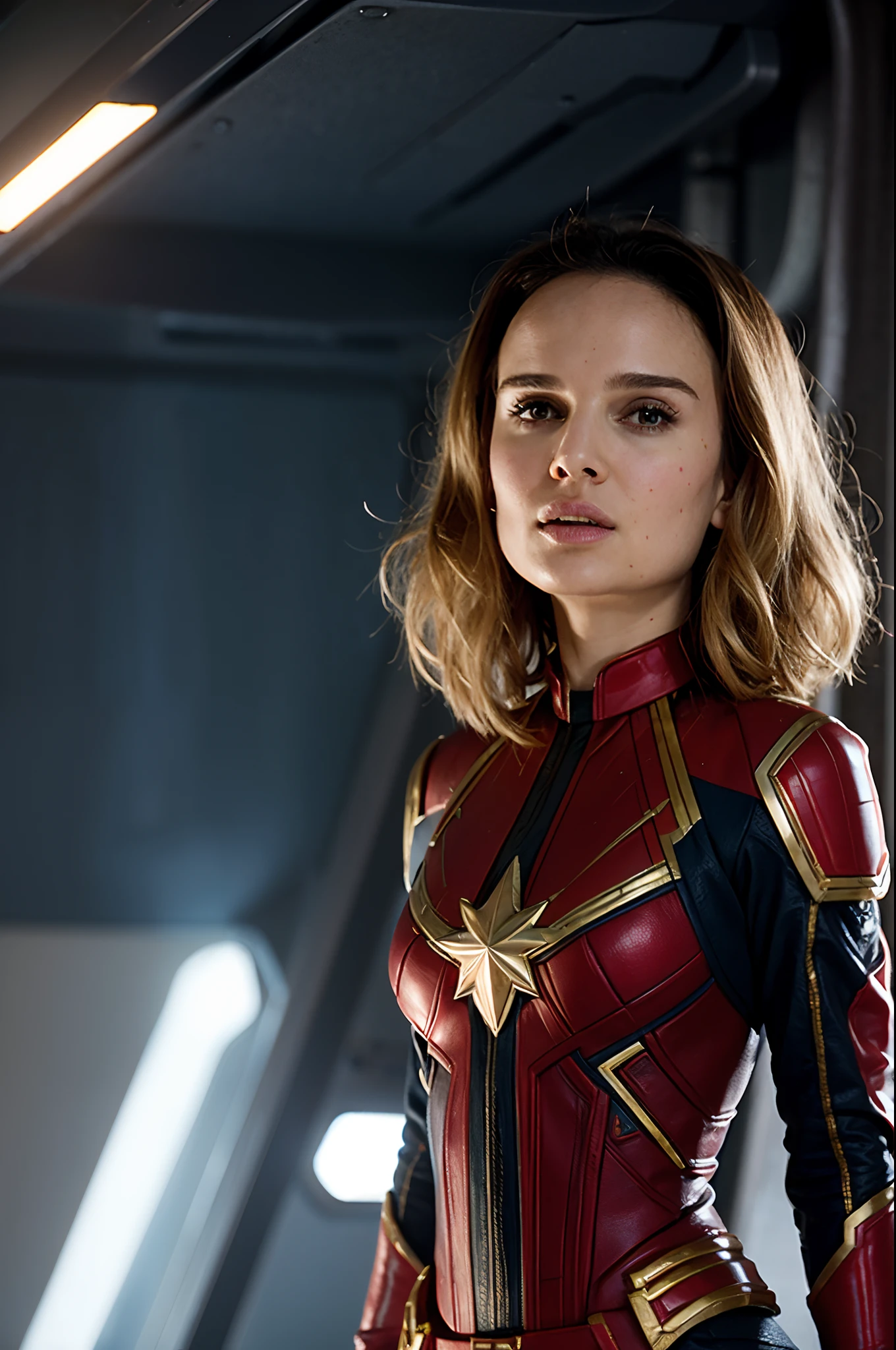 Natalie Portman as a captain marvel movie scene.