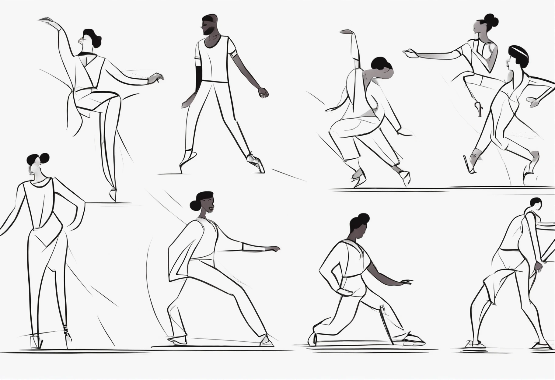steps of a dance, um a um, com um personagem em perspectiva