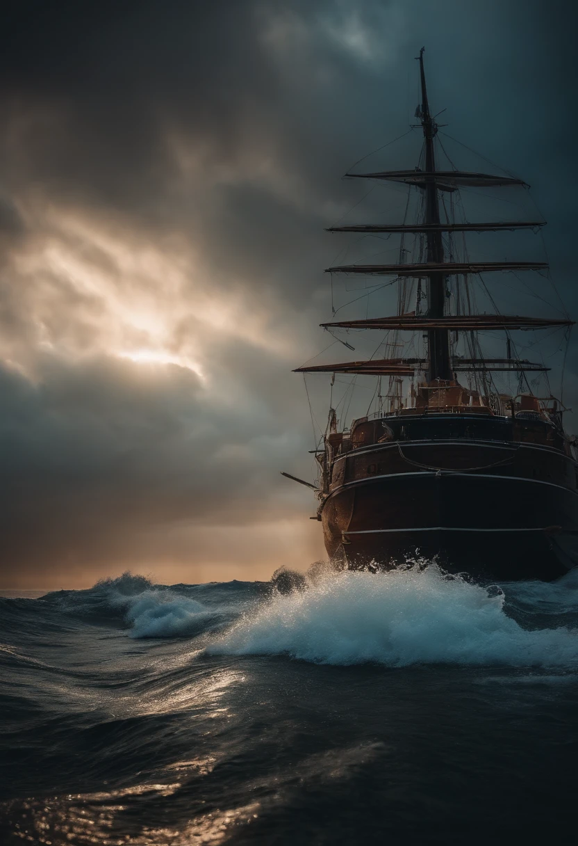 ENORME PIEUVRE / DANS LA MER / TERRIFFIANTE PIEUVRE /ATTAQUE UN NAVIRE / 8K PICTURE/ PERFECT LIGHT /CINEMATIC PRO
