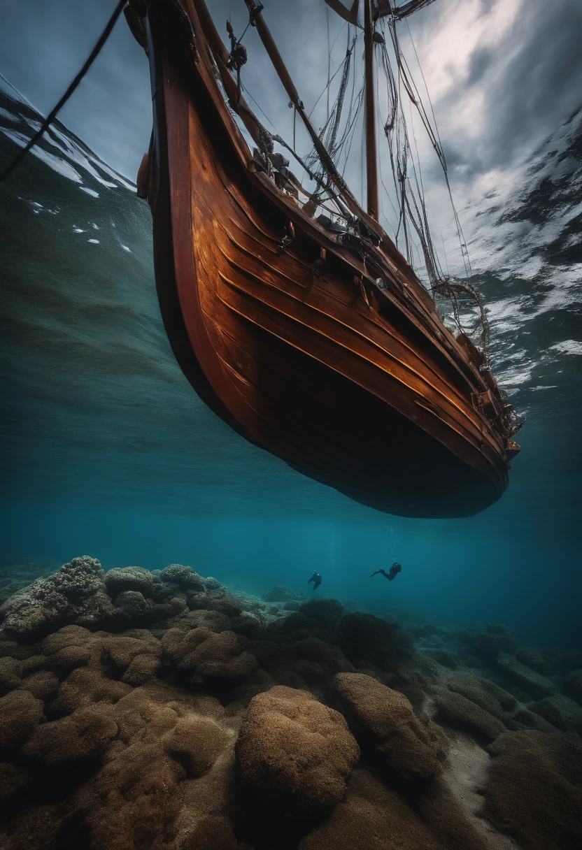 ENORME PIEUVRE / DANS LA MER / TERRIFFIANTE PIEUVRE /ATTAQUE UN NAVIRE / 8K PICTURE/ PERFECT LIGHT /CINEMATIC PRO