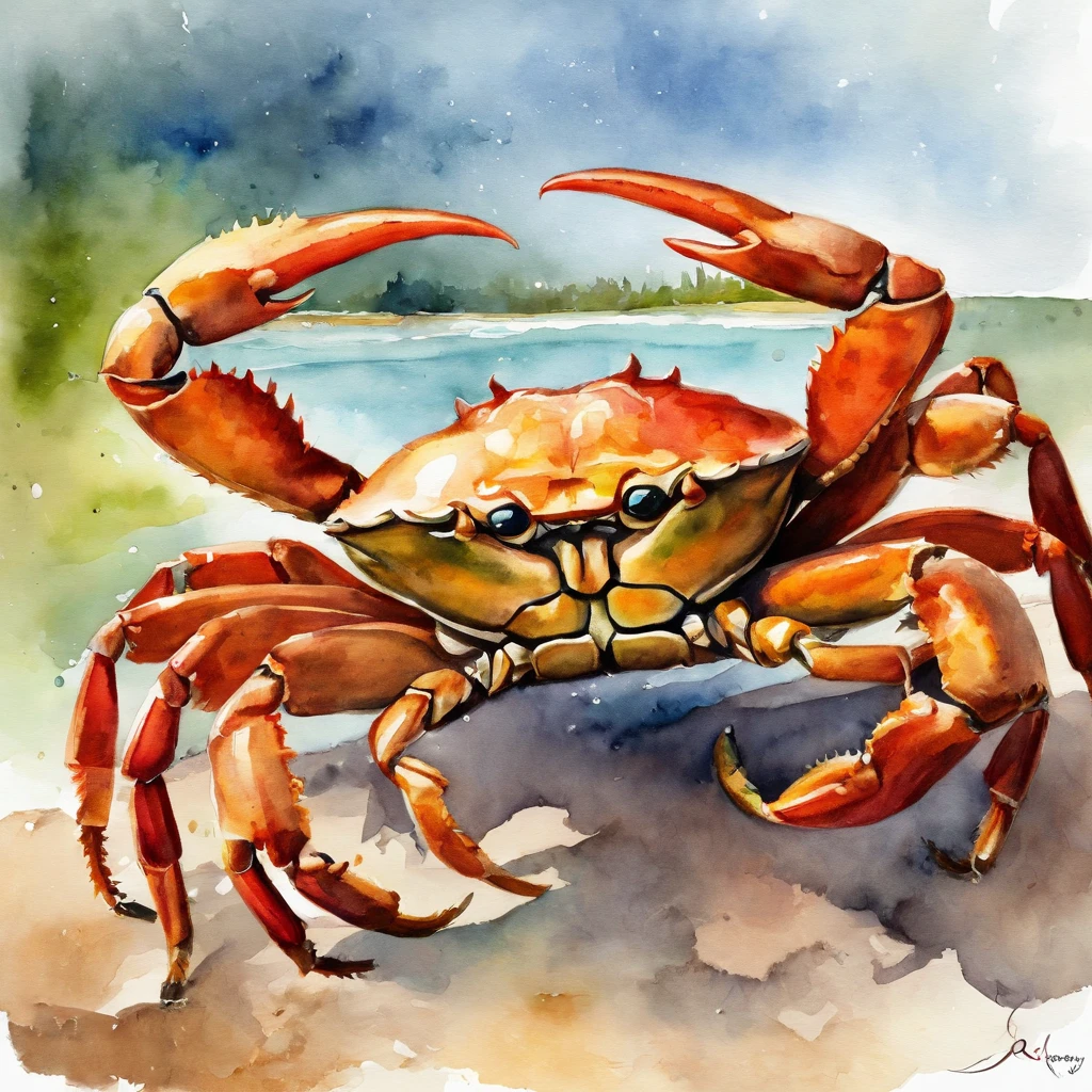crab happy, beautiful landscapes, grande profundidade de campo, Arte Digital, obra prima, Qualidade UHD". RPG