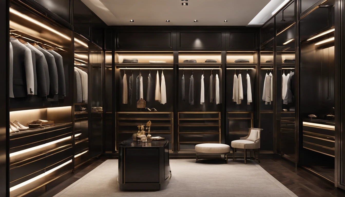 Pure white tuxedo,Large walk-in closet,Lots of clothes,Old clothes,luxurious clothes,
