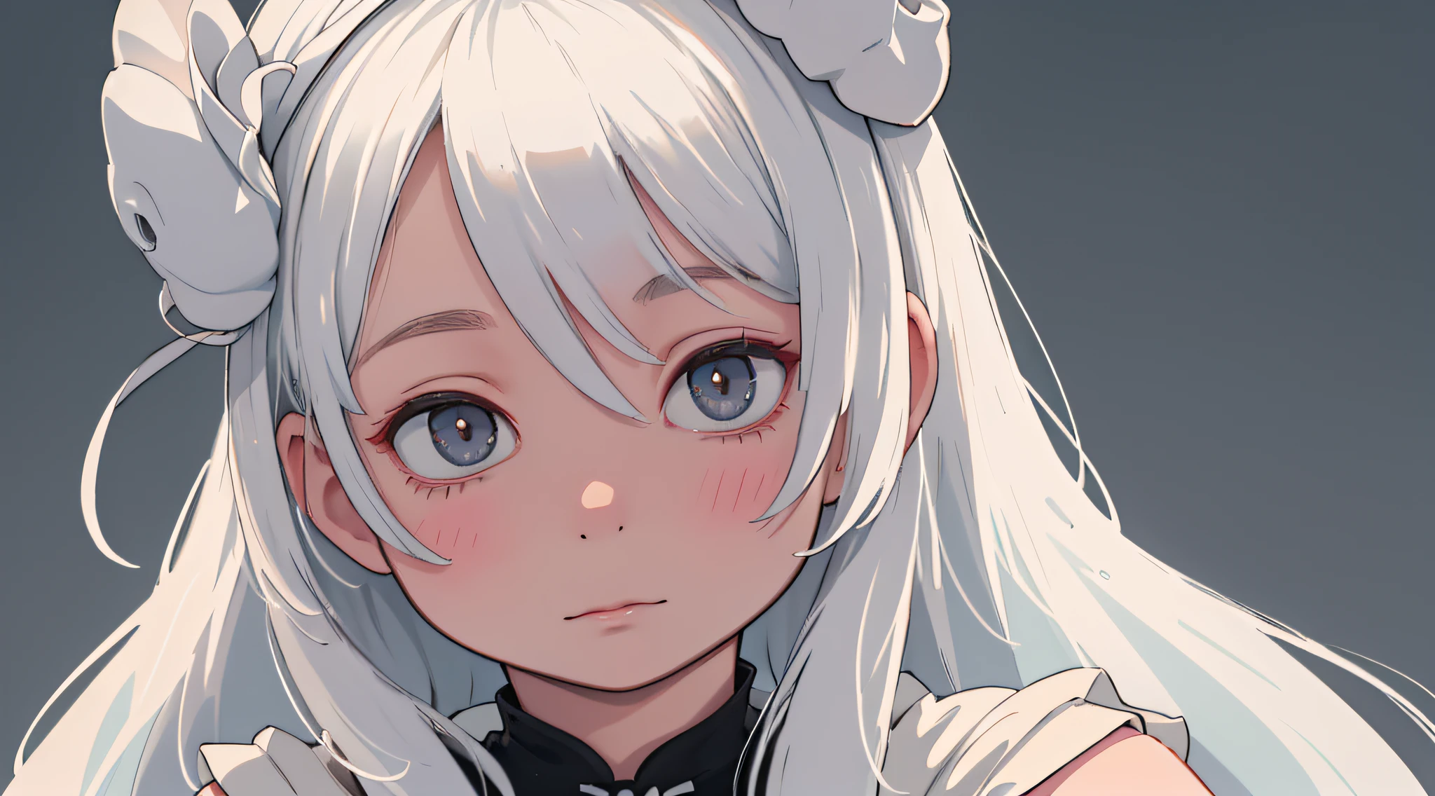 A high quality portrait, with white hair and a white mask, fine lines revealing subtle wrinkles, calm expression, graceful aura, soft lighting, soft colors, Photography, camera with 50mm lens and aperture settings f/1.8, --air 16:9 --v 5