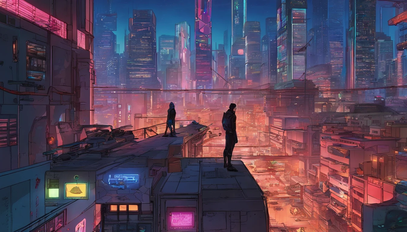 Get ready to witness the merging of the worlds of Spider-Man and Cyberpunk in one breathtaking image. Nesta obra-prima visual em 8K, You will be transported to a futuristic and dystopian environment, where the iconic Marvel hero gets a new look. O Homem-Aranha surge em uma paisagem urbana imponente, dominated by gigantic skyscrapers and holographic ads that glow brightly. The neon lights reflect your cybernetic armor, creating a striking contrast between the hero's characteristic red and blue and the oppressive darkness of the environment. Seu traje, remodelado para se adequar ao estilo Cyberpunk, features metallic details and futuristic lines, combining functionality and futuristic aesthetics. The advanced fabric, adornado com circuitos luminosos, it seems to pulsate with electronic energy as Spider-Man prepares to face the challenges of this chaotic world. The surrounding city is full of characteristic elements of the Cyberpunk style, como carros voadores, cyber implants