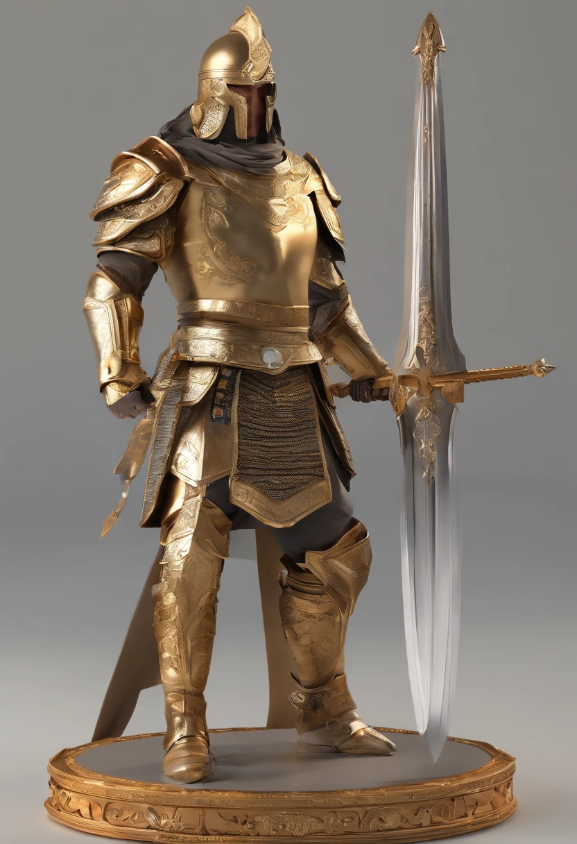 Desenhe um jovem guerreiro com cabelos espetados, usando uma armadura de gladiador e segurando uma espada brilhante. fazendo com que seus olhos brilhem em um tom dourado intenso
