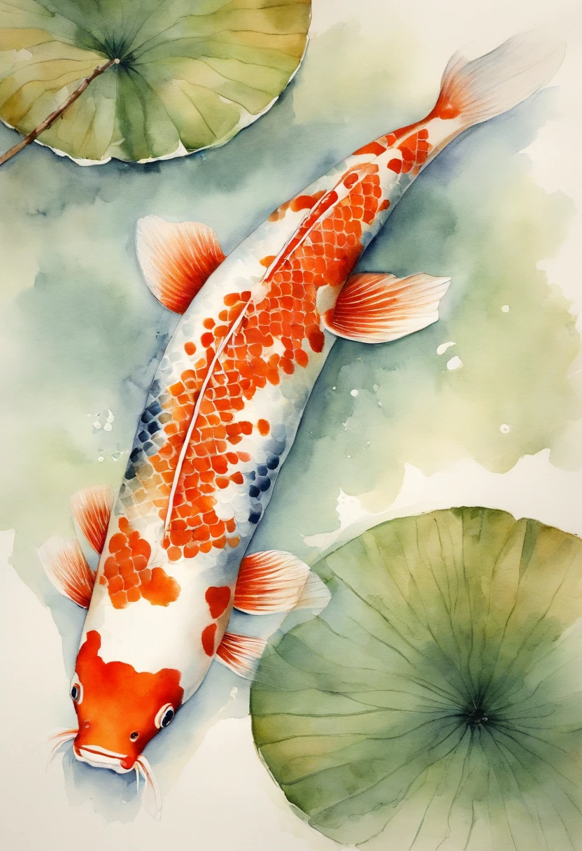 best quality, Meisterwerk, (9 Koi Fische: 1,5), Stil von Hokusai, Ukiyoe-Malerei