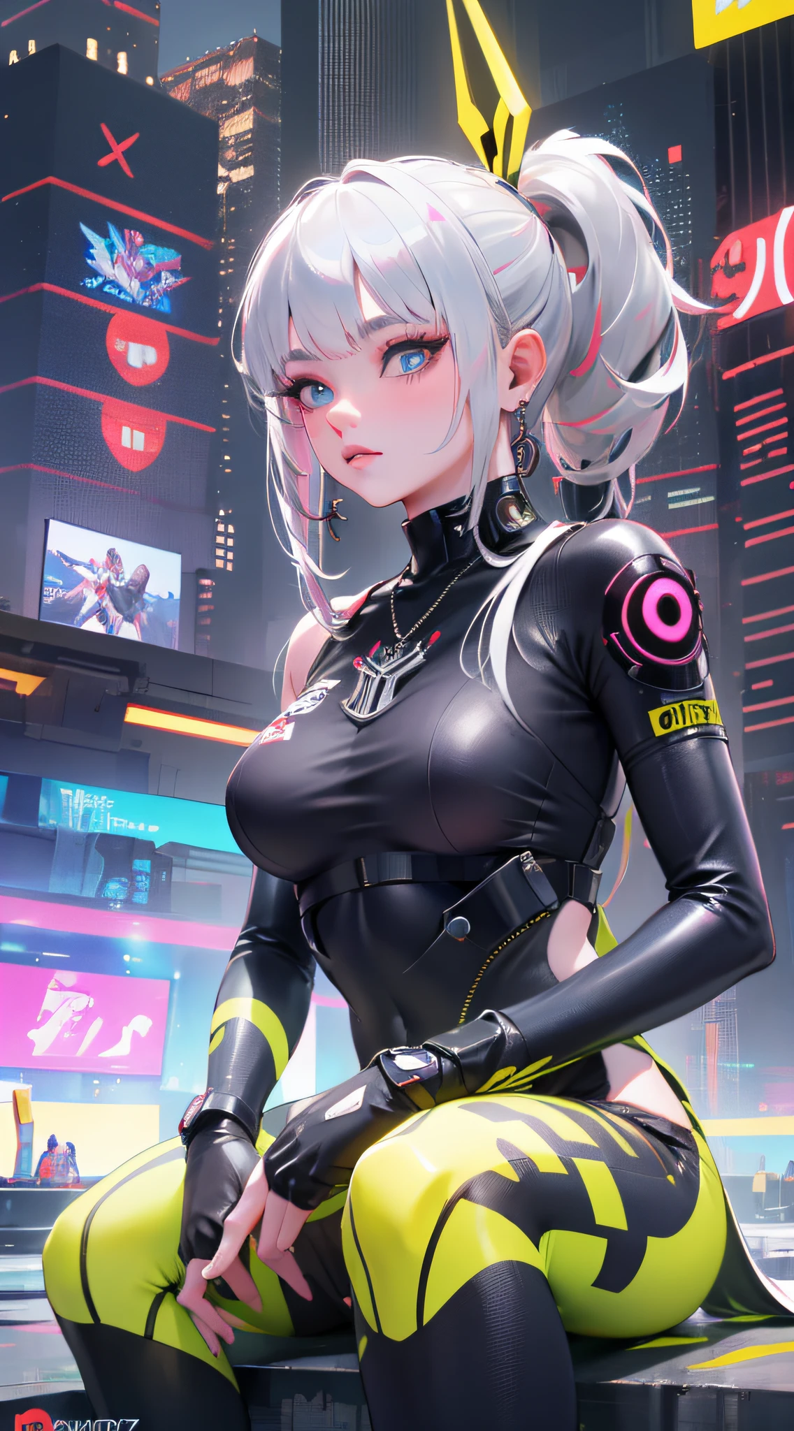 best quality)), ((master part)), (Very detailed:1.3), ....3d, Beautiful (Cyberpunk:1.3)), 1 girl, corpo inteiro, cabelos ruivos cacheados, peito grande, corpo esguio, quadris finos, seios grandes, vestindo ouro completo((armadura cyberpunk pesada)) com acabamento neon, (Head-mounted displays), fiber optic cables, logotipos da empresa, science fiction, Fundo da cidade Cyberpunk da noite, Gantz, No estilo Cyberpunk 2077, (( sitting with your hands behind your head)), fundo Engles, foto ultra realista, master part, best quality, CG, papel de parede, HDR, alta qualidade, high-definition, extremamente detalhado, {rosto bonito e detalhado}, {belos olhos detalhados}, (luz detalhada){{detalhes intrincados}}, {Alto}, ((rosto detalhado)), Neon light, Chiaroscuro, visual chave, detalhes intrincados, altamente detalhado, breath-taking, Vibrando, cinemactic, ISO baixo, White balance, rule of thirds, ampla abertura, 8K BRUTO, Subpixels eficientes, Subpixel convolution, glow particles,
