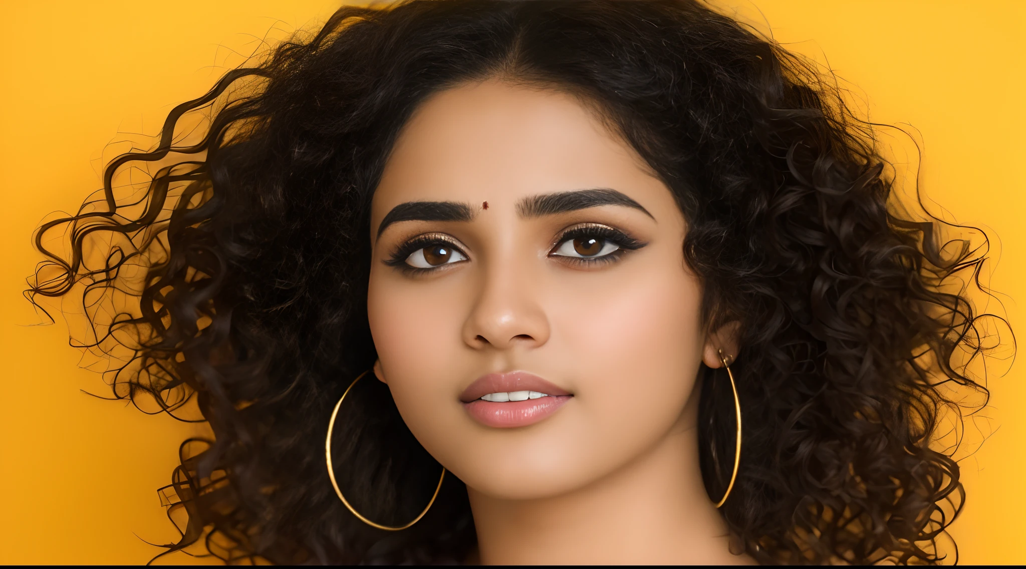 a close up of a woman with a big hoop earrings, mid shot portrait, close - up portrait shot, detailed portrait shot, headshot profile picture, soft portrait shot 8 k, medium close up portrait, closeup portrait shot, fanart, high quality portrait, with professional makeup, close up portrait, indian girl with brown skin, medium shot portrait, jayison devadas