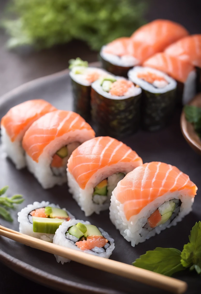 very fancy salmon sushi roll