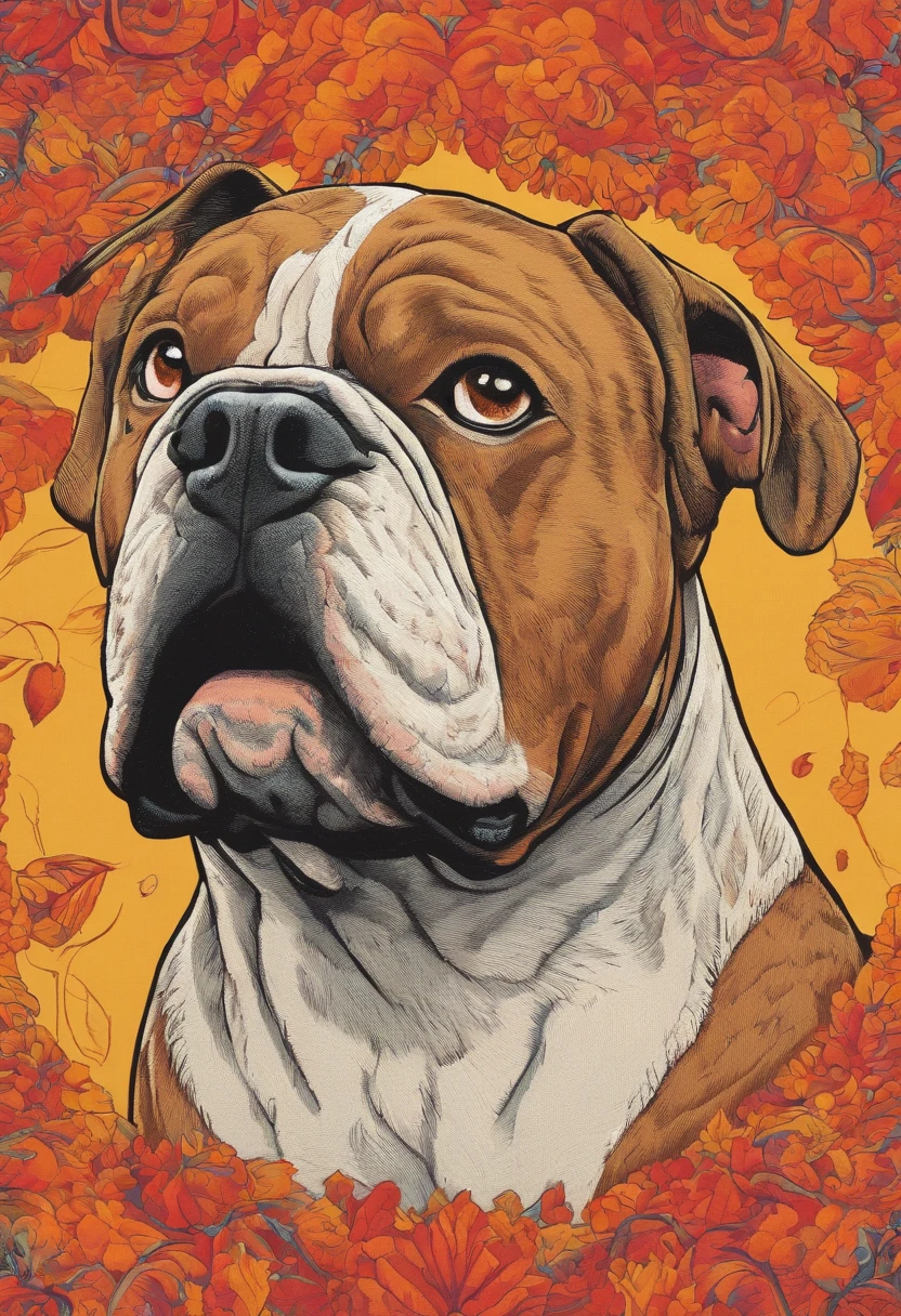 cinematic photo Embroidery of a smug, american bully indiferente, equiretangular 360, Romantic, arte por Michael Hutter . fotografia 35mm, Film, Bokeh, profissional, 4k, altamente detalhado