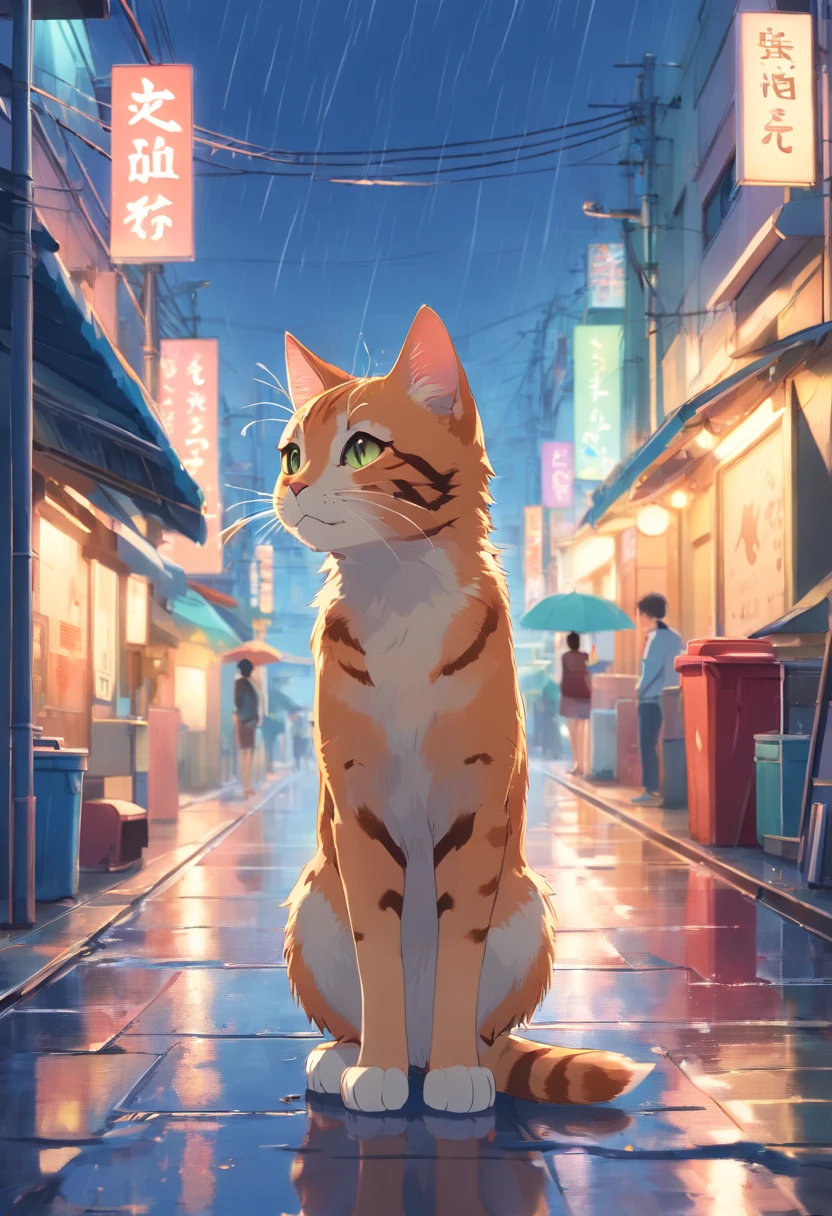 Bengal kitten, Pretending to be a cat, Rainy days,Wet hair,Wet hair,pitiful,Meticulous expression,City street background,Sox.,Trash cans next to,Meticulous background expression,Ultra HD and Ultra High Resolution