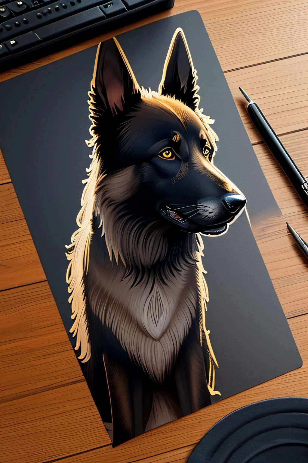 Create an image of a Belgian Shepherd dog for a tatoo decal