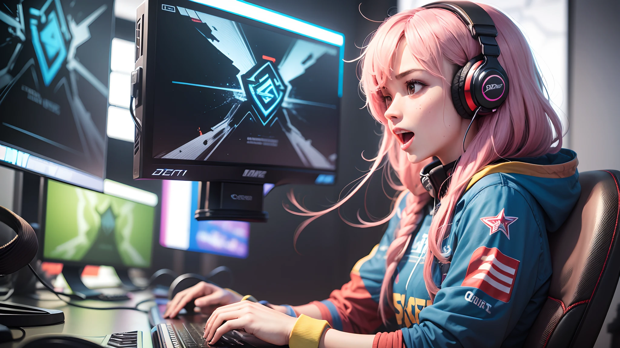 Excited esports players