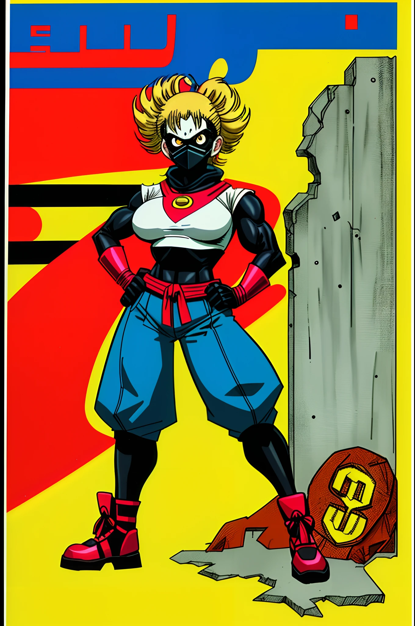 sentai ,, standing solo, weird, bizzare, 80S, edgy , female, cute, pure, big breast