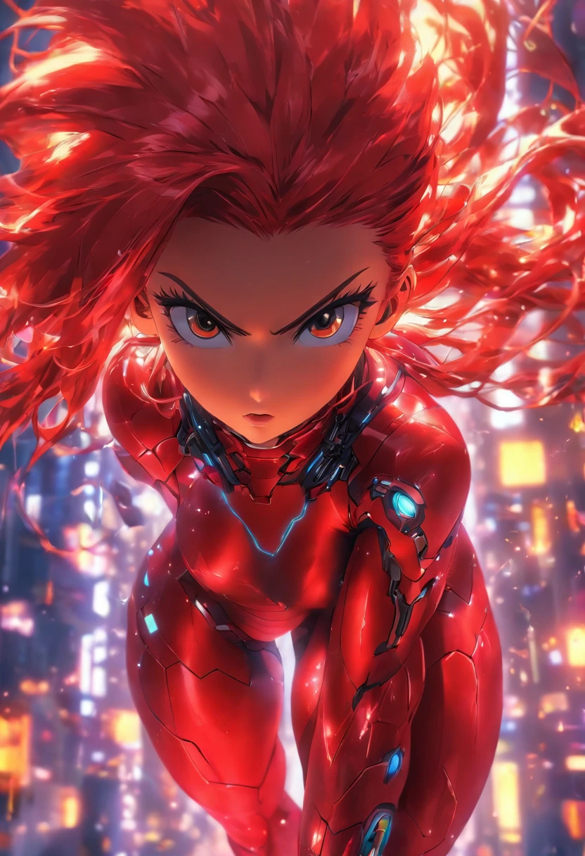 super cyber Girl Red Hair Big tits full nude, UHD, masterpiece, ccurate, anatomically correct, textured skin, super detail, high details, high quality, best quality, highres, 8k