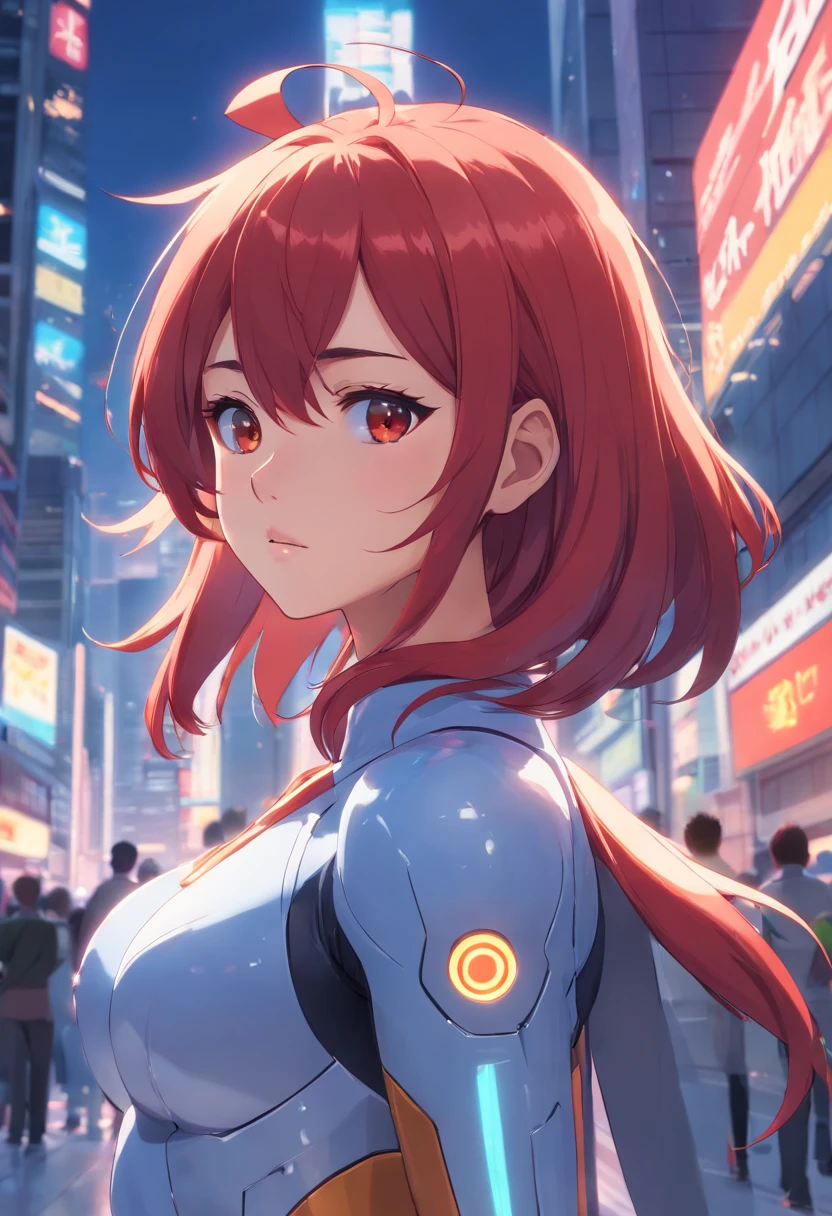 super cyber Girl Red Hair Big tits full nude, UHD, masterpiece, ccurate, anatomically correct, textured skin, super detail, high details, high quality, best quality, highres, 8k