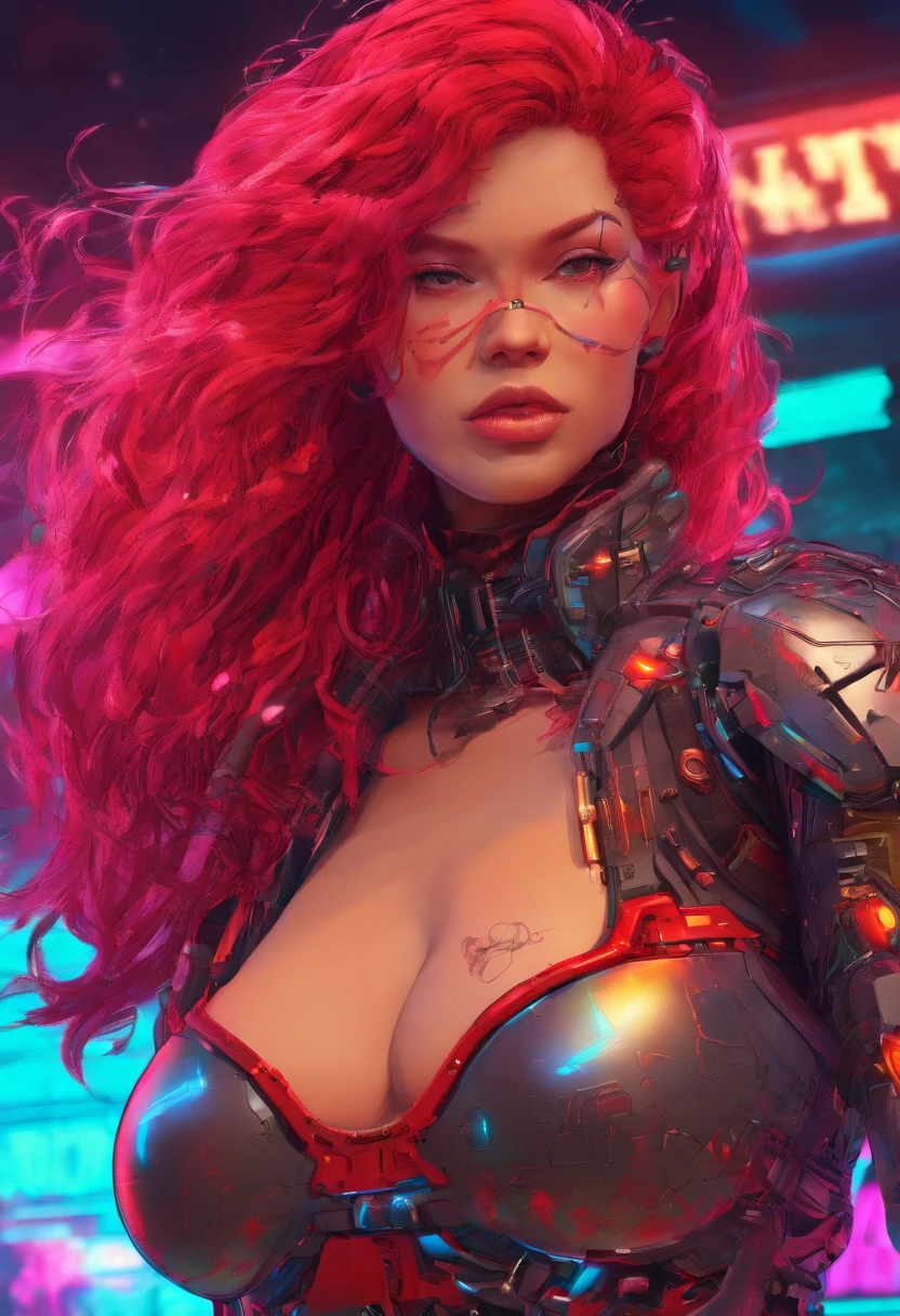 super cyber Girl Red Hair Big tits full nude, UHD, masterpiece, ccurate, anatomically correct, textured skin, super detail, high details, high quality, best quality, highres, 8k
