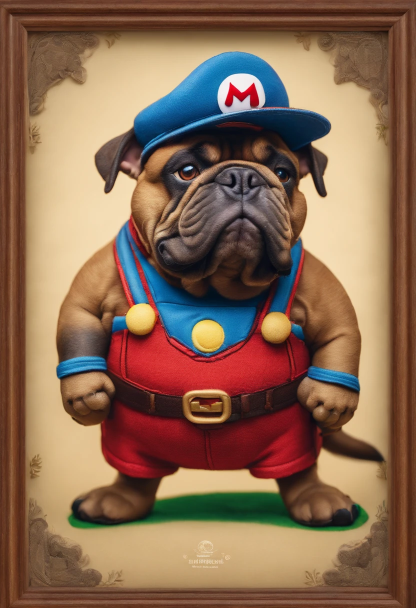 cinematic photo Embroidery of a smug, american bully indiferente, equiretangular 360, Romantic, arte por Michael Hutter . fotografia 35mm, Film, Bokeh, profissional, 4k, altamente detalhado