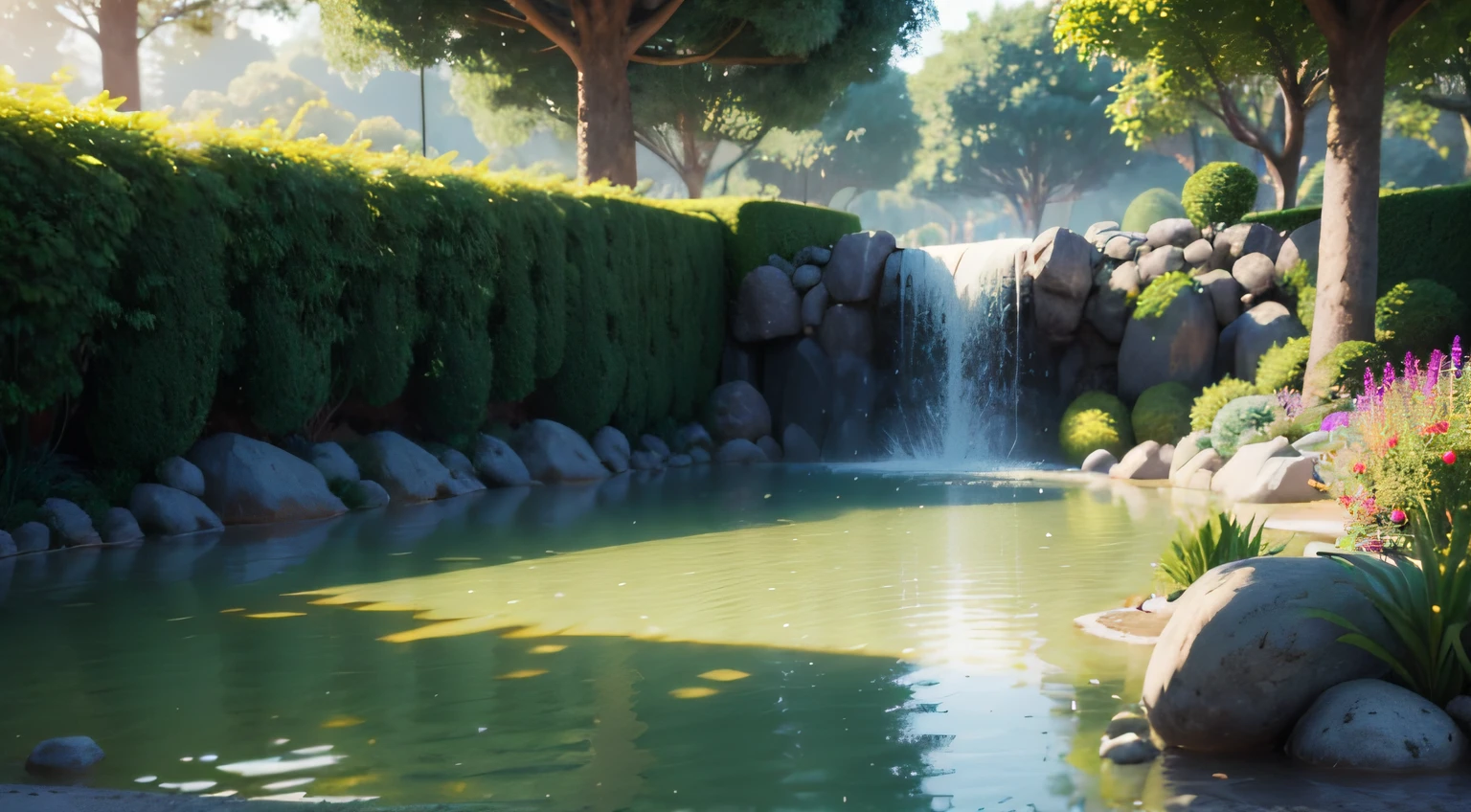 Jardim ultra-realista, deslumbrante, repleto de fores coloridas, 4k, Full HD, Dynamic