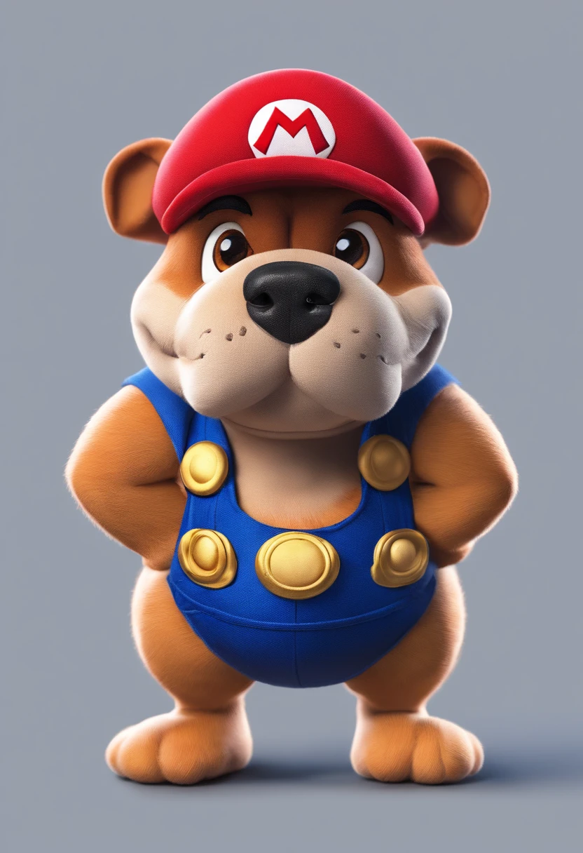 cinematic photo Embroidery of a smug, american bully indiferente,estilo jogo vieo game super mario word, equiretangular 360, Romantic, arte por Michael Hutter . fotografia 35mm, Film, Bokeh, profissional, 4k, altamente detalhado