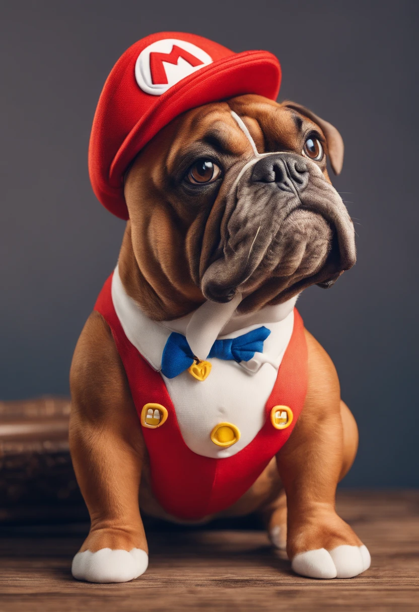 cinematic photo Embroidery of a smug, american bully indiferente,estilo jogo vieo game super mario word, equiretangular 360, Romantic, arte por Michael Hutter . fotografia 35mm, Film, Bokeh, profissional, 4k, altamente detalhado