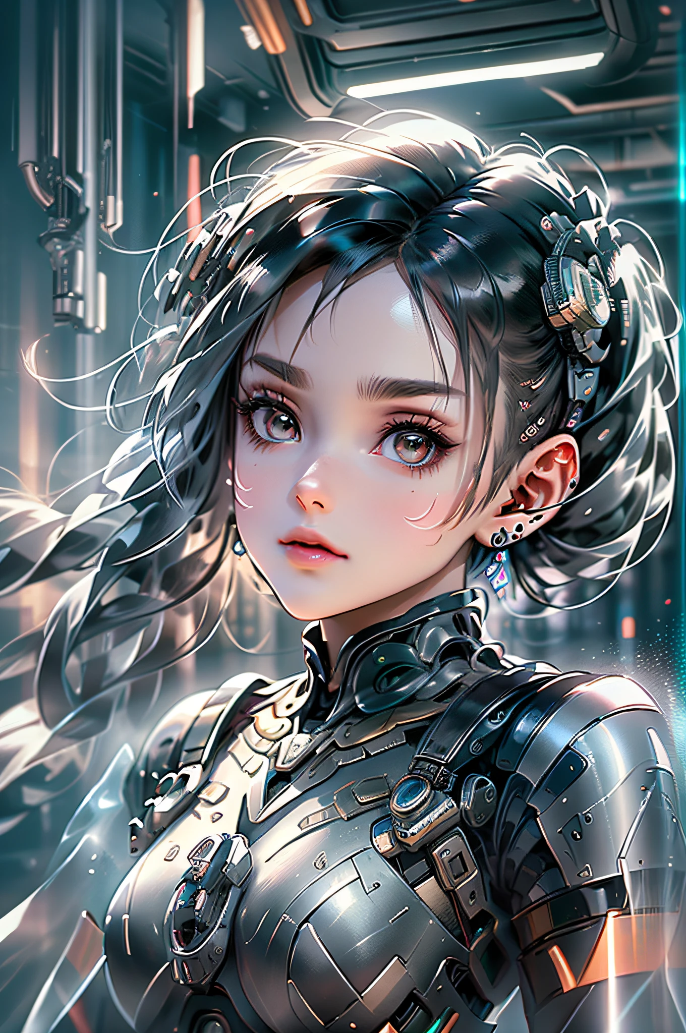 Alita corpo todo. em um terno futurista sentado em uma mesa, ciborgue bonito, meninaa ciborgue, menina cibor d render arte do caractere 8 k, mulher ciborgue perfeita do anime, Anjo de batalha Alita, ciborgue - menina, menina em cyber arlita anjo de batalha, menina android perfeita, anjo alha, Jogo CG, perfect cyborg female