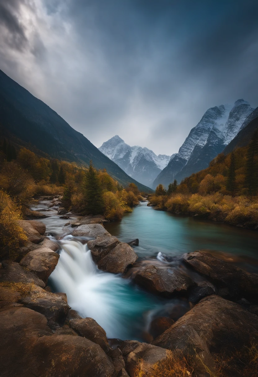 High mountains and running water,A young dance