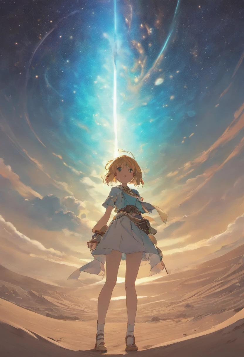 夏天, deserto, Poeira de nuvem esmeralda, grandes nuvens, sky-blue, milky ways, Planetas, Clima quente, Detalhe HD, hiper detalhe, Cinematics, hiper-realismo, luz suave, Foco de Campo Profundo Bokeh, The distant landscape is an endless desert, Ray-tracing, It's surrealism. --v6