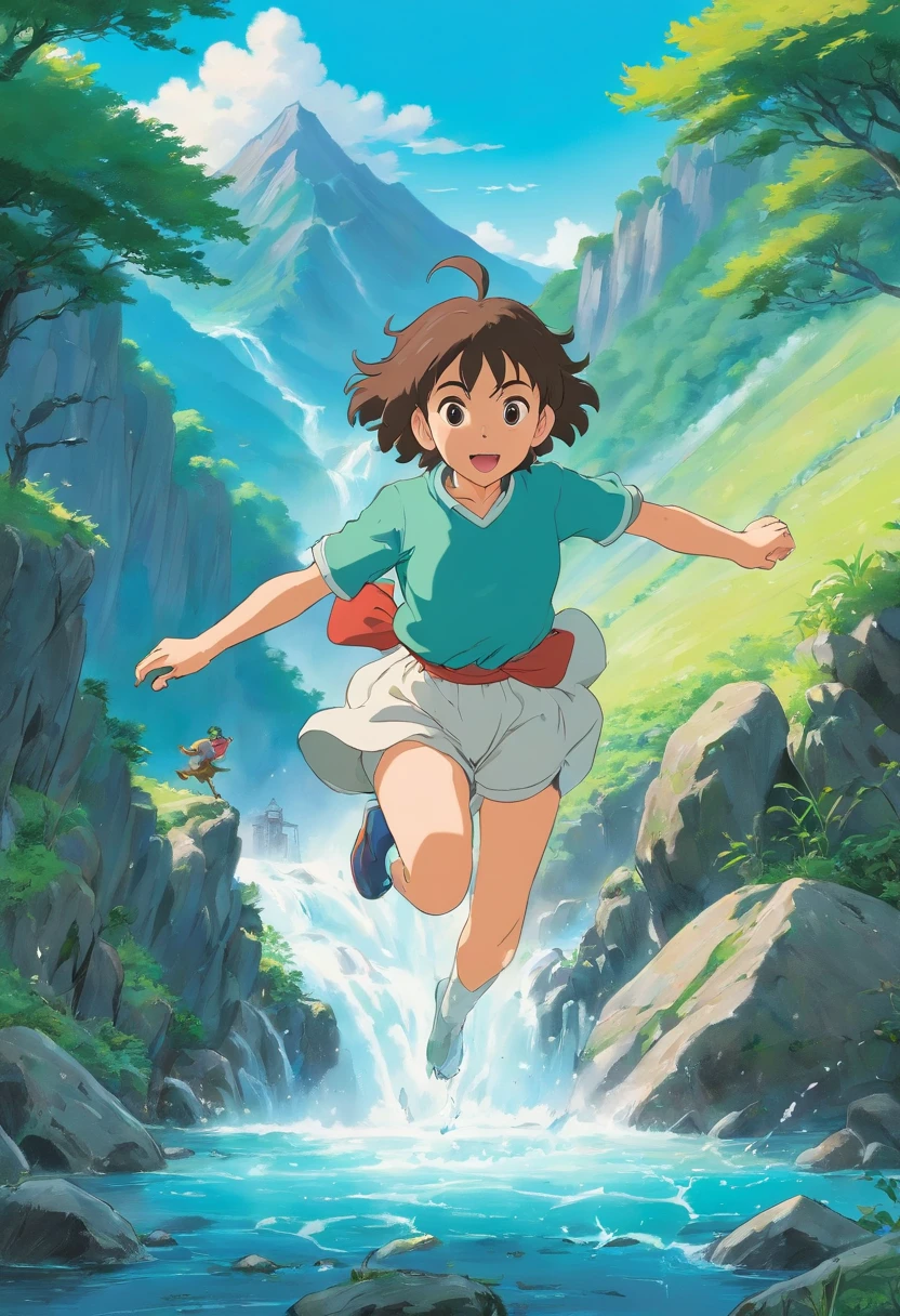 High mountains and running water，A young dance