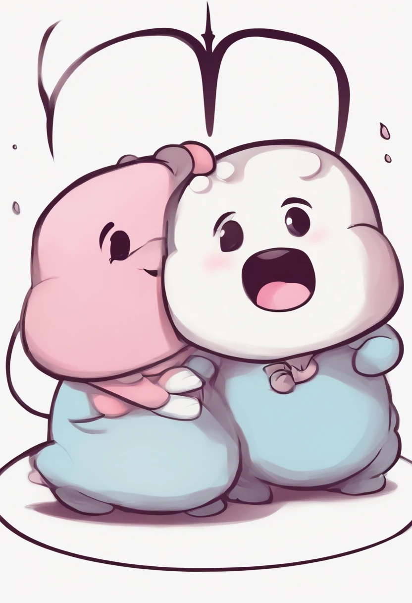 Two marshmallows with faces talking