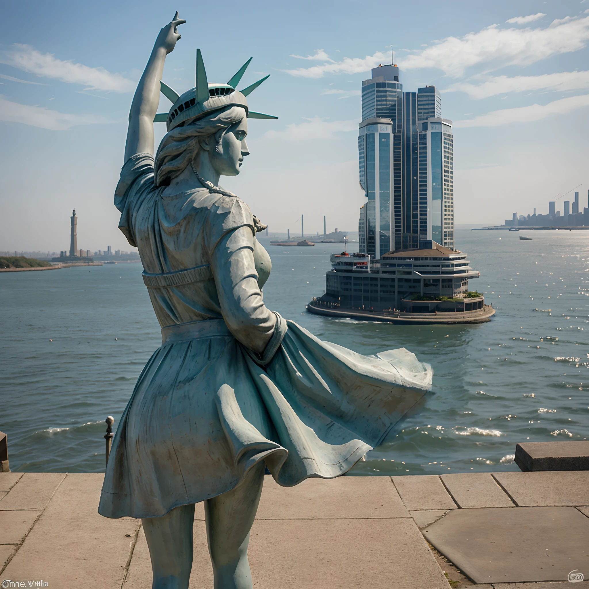 statue of Liberty without cloths, breast, New York, real photo,