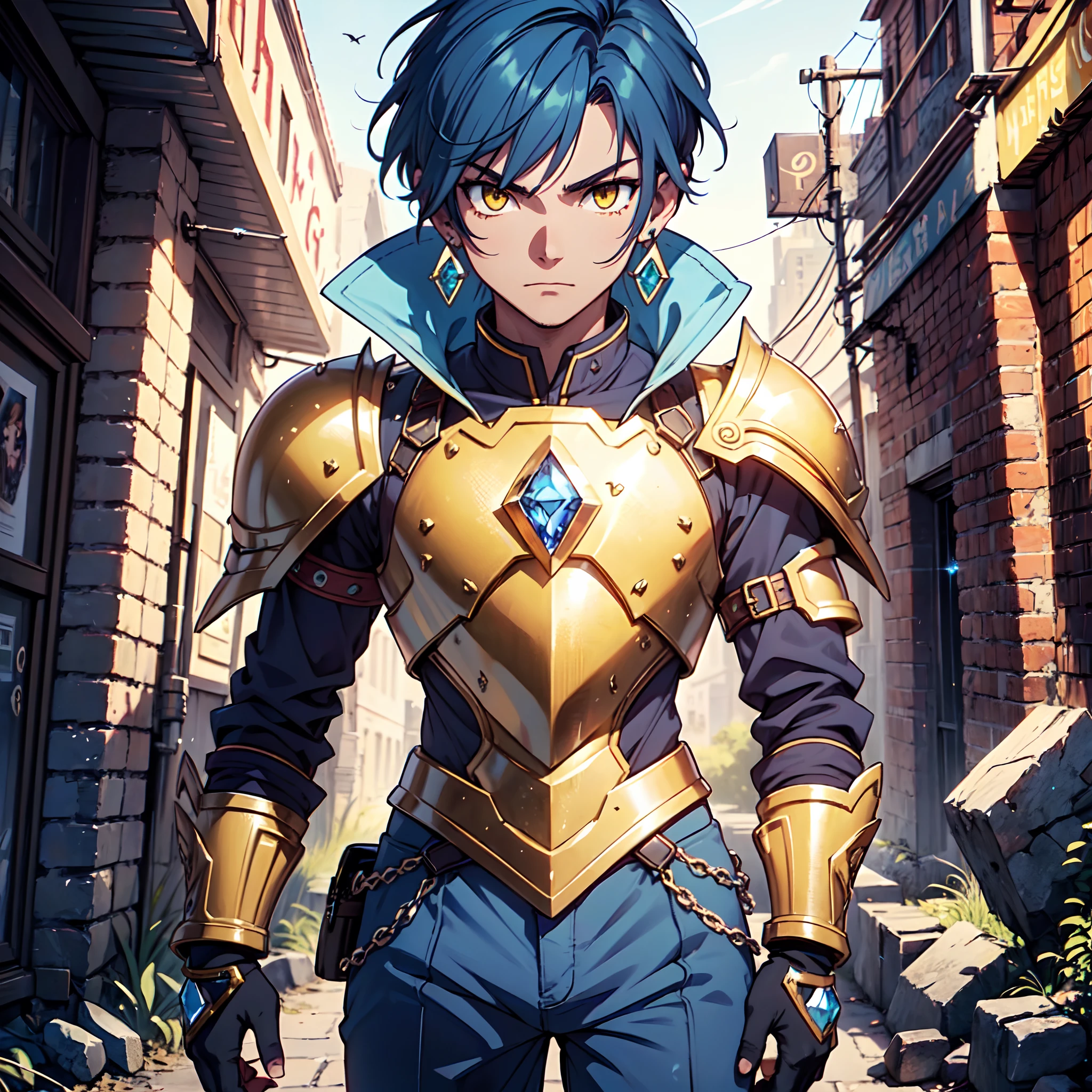 128K Ultra High Definition,
128K Ultra High Quality,
128K Ultra High Resolution,
128K Definition,
128K Quality,
128K Resolution,
Best Definition,
Best Quality,
Best Resolution,
Hyper Detailed,
Hyper Definition,
Hyper Quality,
Hyper Resolution,
Perfectly Detailed,
Perfectly Designed,
Masterpiece,
Body Shot,
Anime,
(((1 ))),
(((Handsome))),
(((Short Blue Hair))),
(((Yellow Eyes))),
(((Wearing Gem Jeweled Earrings))),
(((Wearing Warrior Armor))),
Ancient Ruins Scenery Background,