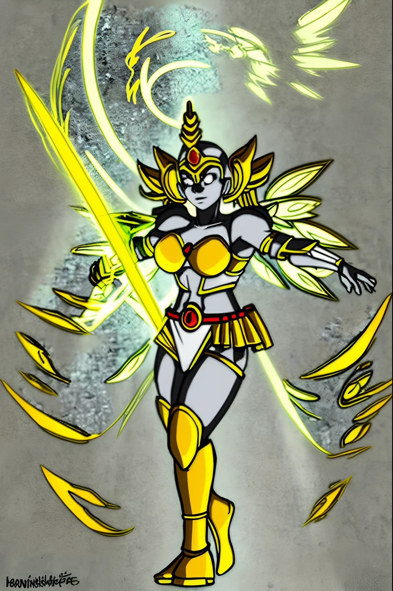 sentai ,, standing solo, weird, bizzare, angelic, divine, aura, celest, female, big breast, full body