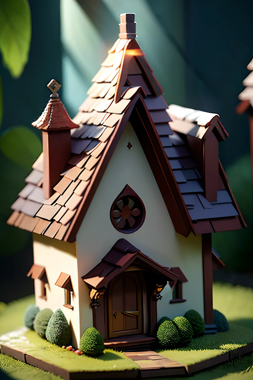 An isometric image of a house that belongs to a spiritual soul, a holy sacred place, church-like, light rays through widows, mood is triumphant, sublime, numinous, calm, peaceful, delightful, pleasing, savoring.