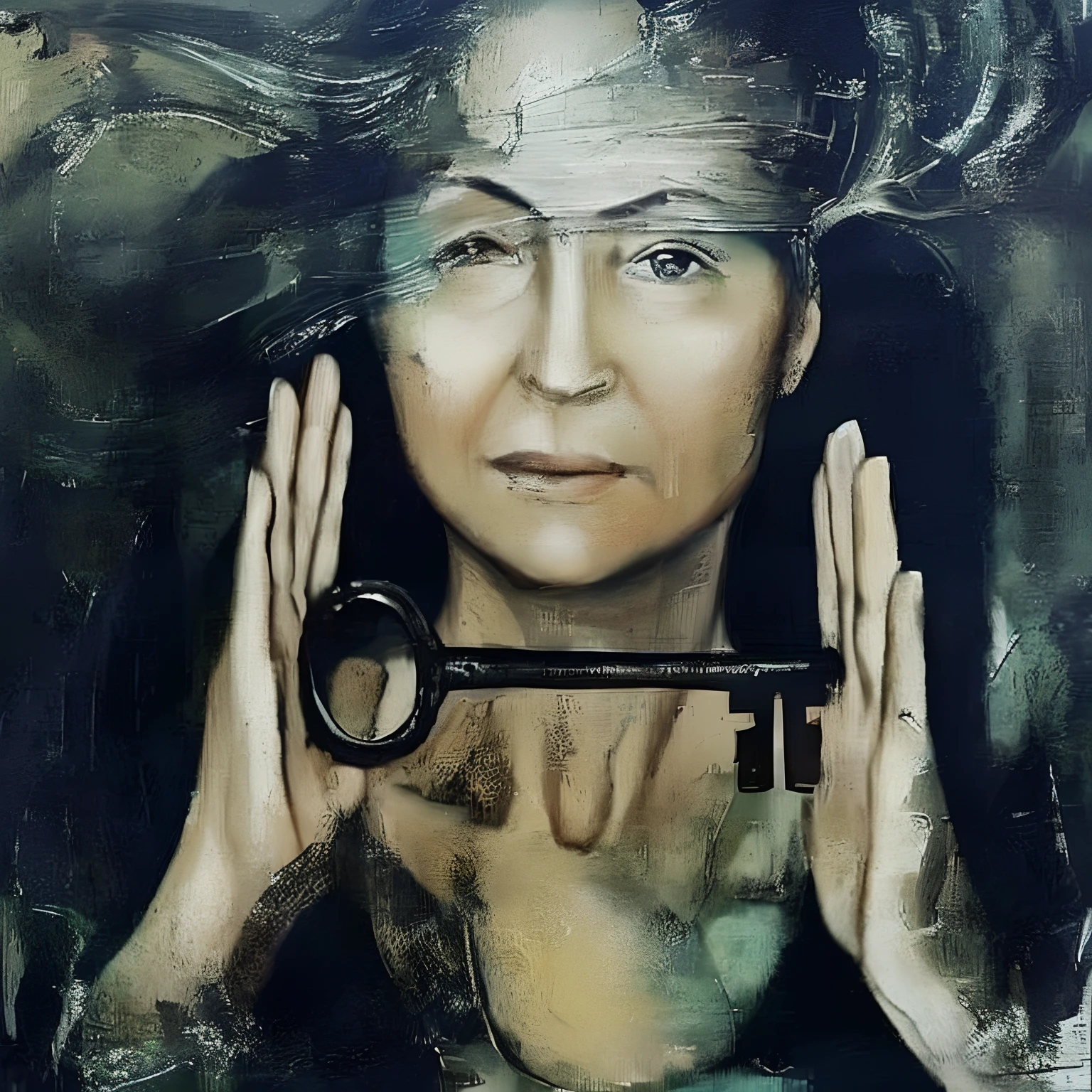 Painting of a woman holding a key in her hands, Directed by: Maksymilian Gierymski, Directed by: Olga Boznańska, Directed by: Paul Balkay, Directed by: Anna Füssli, Directed by: Adrienn Henczné Deák, Directed by: Nandor Soldier, Directed by: Nil Gleyen