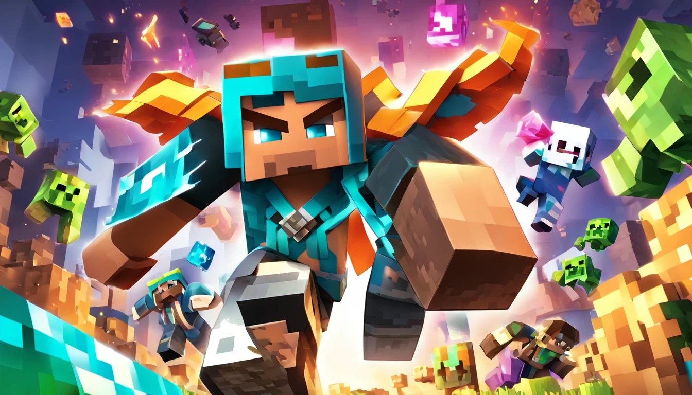 Personagem de Minecraft de Rocha (Estilo Pixar)，Rocha，DJ，Hippie，corpo inteiroesbian，pointy footwear，Esquina，Renderizador OC