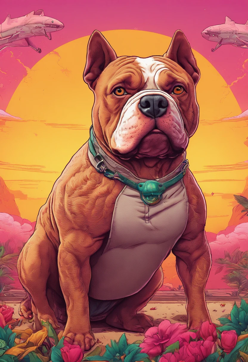 cinematic photo Embroidery of a smug, american bully indiferente, equiretangular 360, Romantic, arte por Michael Hutter . fotografia 35mm, Film, Bokeh, profissional, 4k, altamente detalhado