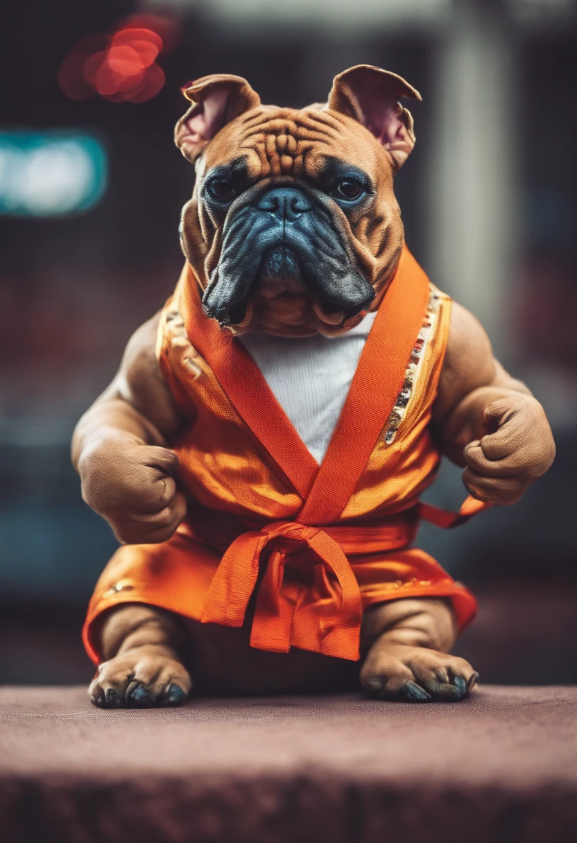 cinematic photo Embroidery of a smug, american bully indiferente, equiretangular 360, Romantic, arte por Michael Hutter . fotografia 35mm, Film, Bokeh, profissional, 4k, altamente detalhado