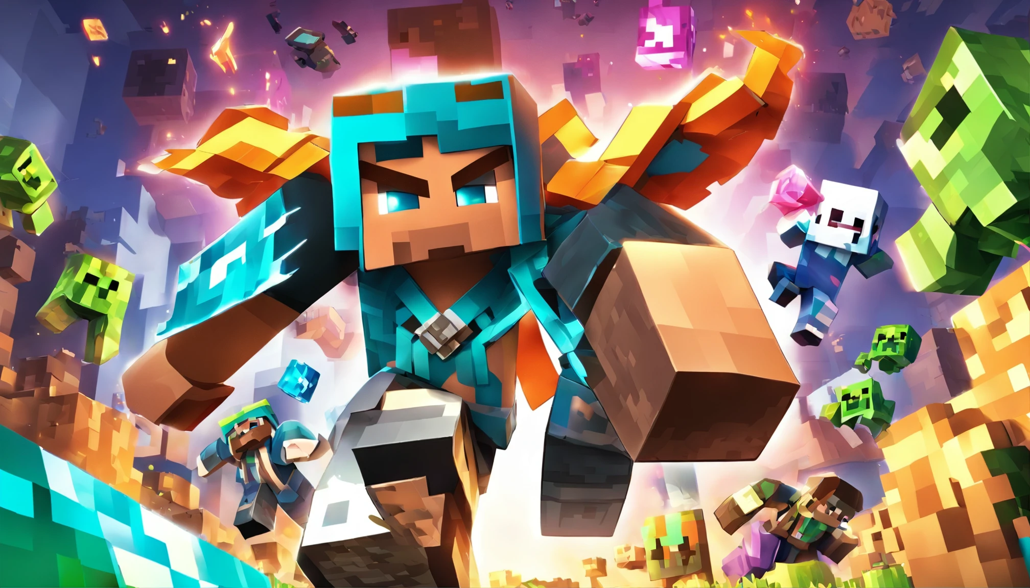 Personagem de Minecraft de Rocha (Estilo Pixar),Rocha,DJ,Hippie,corpo inteiroesbian,pointy footwear,Esquina,Renderizador OC