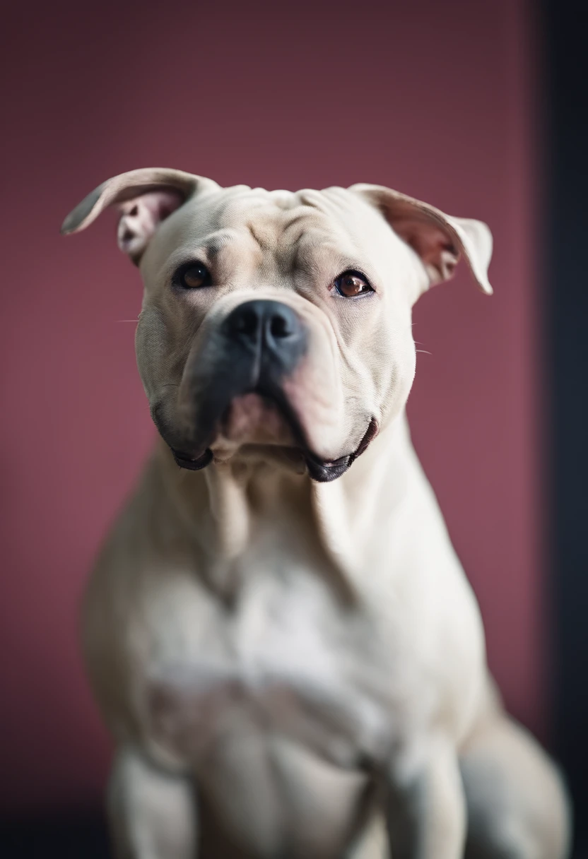 cinematic photo Embroidery of a smug, american bully indiferente, equiretangular 360, Romantic, arte por Michael Hutter . fotografia 35mm, Film, Bokeh, profissional, 4k, altamente detalhado