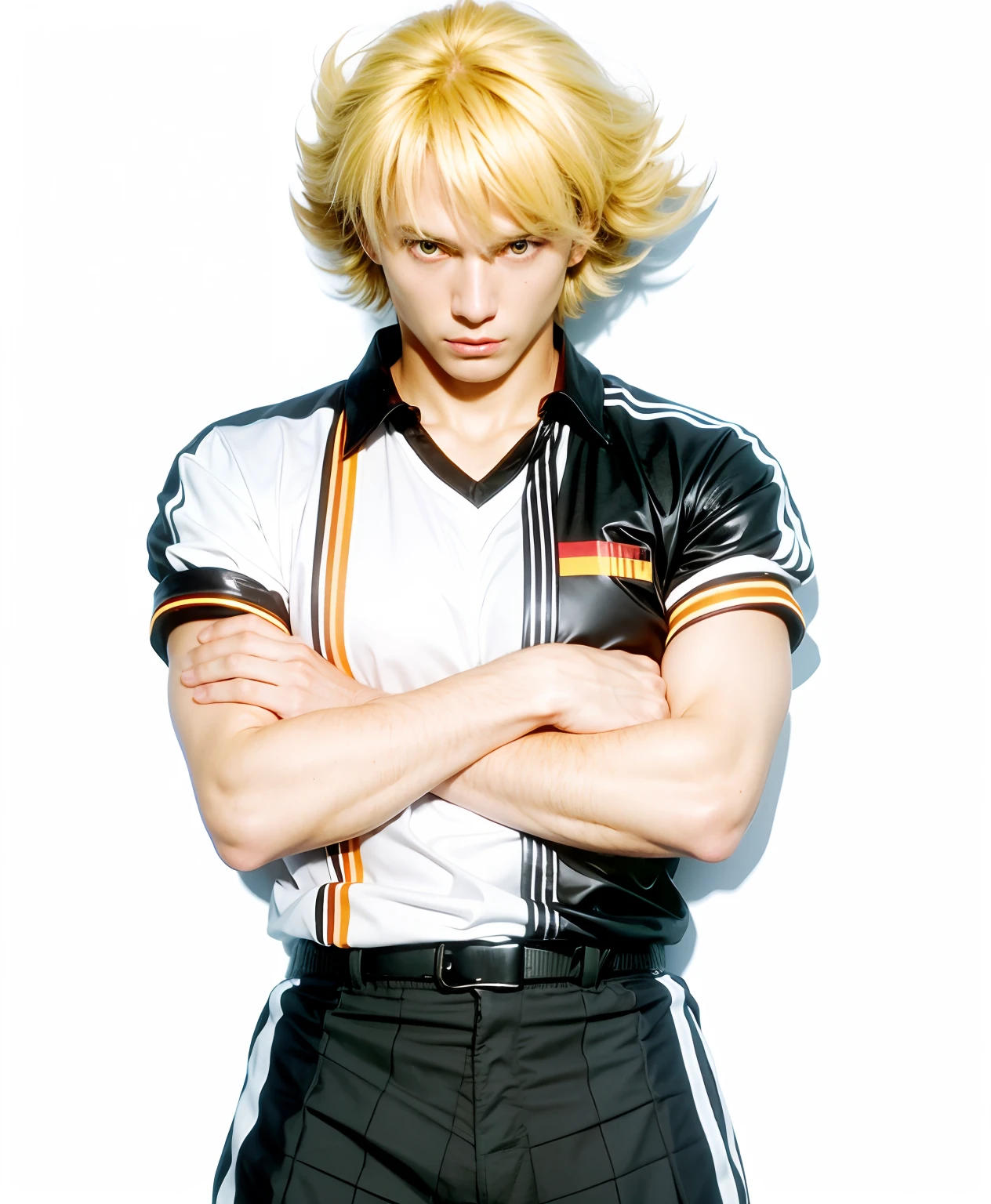 Karl Heinz Schneider from Captain Tsubasa manga, realistic, man, blonde hair, German looking