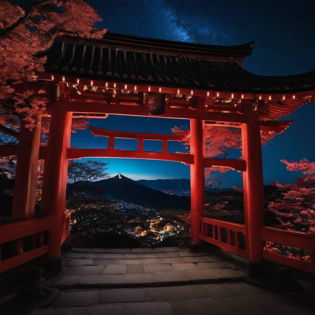 Master Parts、Superior Quality、superior image quality、The 8k quality、、Beautiful pictures of the starry sky、magnifica、Arched Milky Way、Kiyomizu-dera Temple