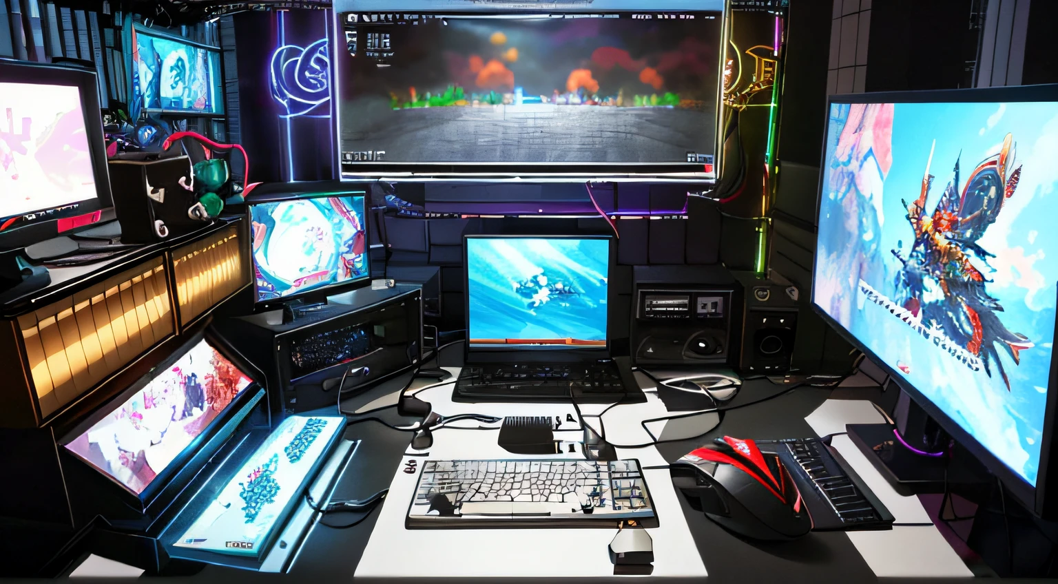 top-quality、8K、hight resolution、masterpiece、(personal computers:1.5)、(Anthropomorphism 1.5)、(A smile:1.5)、jolly、PC Girl、graphics card、(Forehead optical drive)、(nffsw )、hard disk、keyboard、One-eyed webcam、Monitors、(Wiring hair:1.3)、((Mouse click:1.2))、(Dynamic:1.2)、Convoluted、foco nítido、◆
5. **Indie Game Developer:** Indie game developers have their own vision、I am a creator who develops games。Provides a new gaming experience。Programming skills and game design knowledge are required。
NP、Using AI、Tailor the behavior of enemy characters in the game to the player's skills。As players grow、Enemies will also be more challenging、The gameplay is fun and challenging。
