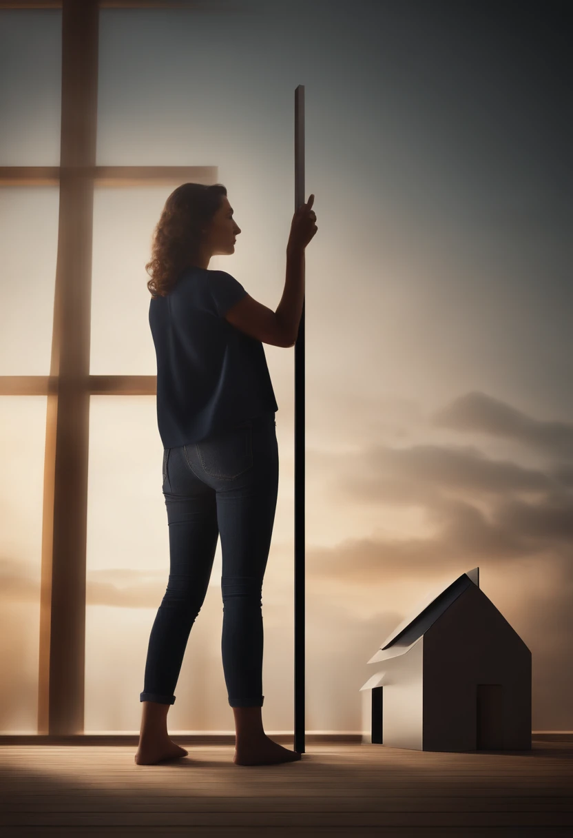 image or illustration that represents the real estate market or the concept of building a personal brand. Uma imagem de uma casa estilizada, A growth chart