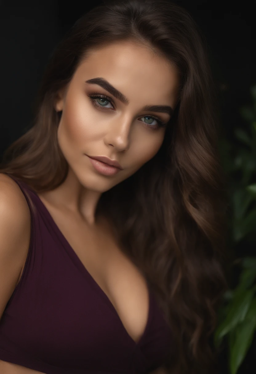 sexy girl with green eyes, portrait sophie mudd, brown hair and large eyes, selfie of a young woman, bedroom eyes, violet myers, without makeup, natural makeup, looking directly at the camera, face with artgram, subtle makeup, stunning full body shot, piercing green eyes, girl in suede boots, skirt and jacket