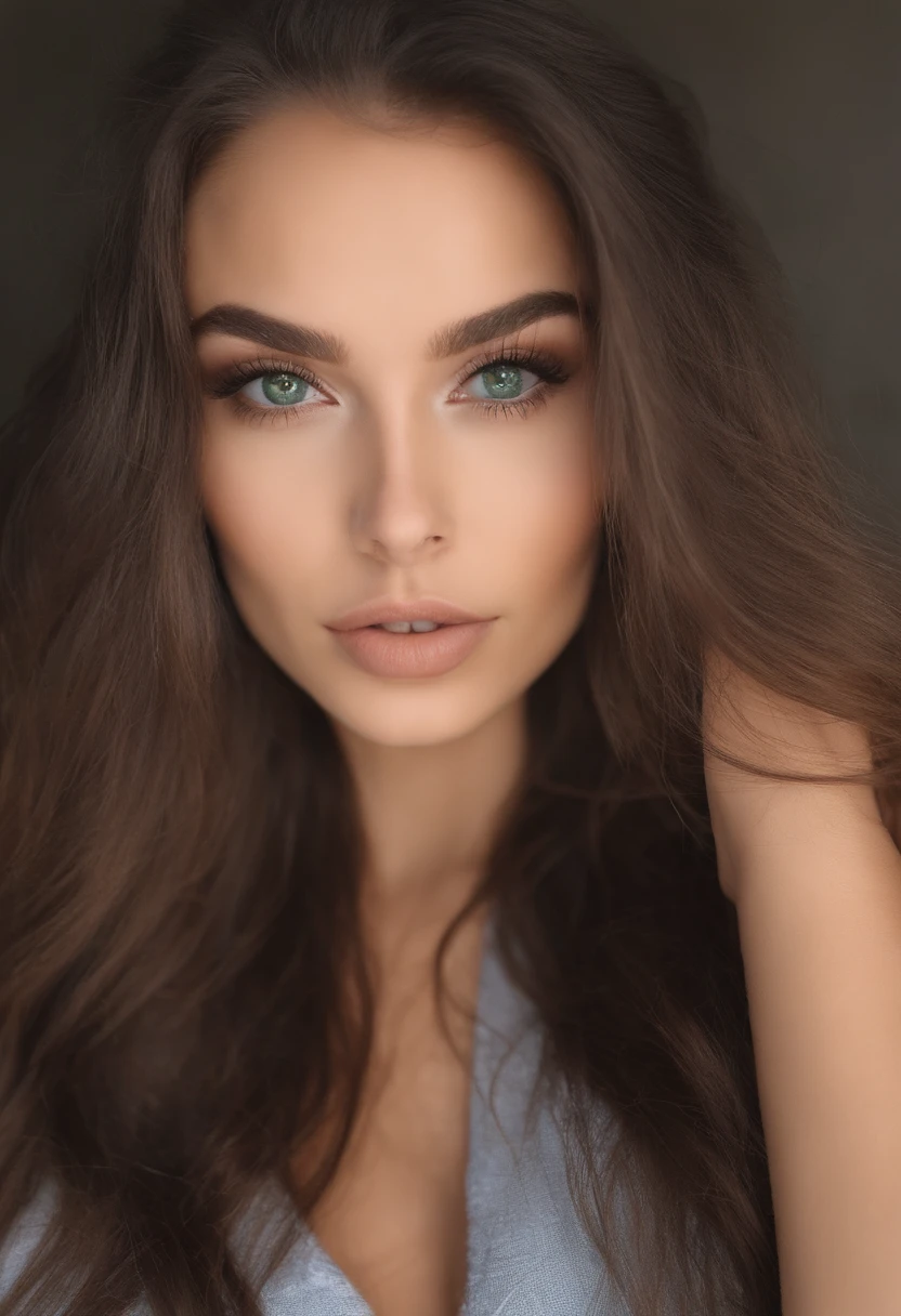 Femme arafed avec de moyens seins, fille sexy aux yeux verts hispanic  , Portrait Sophie Mudd, cheveux bruns et grands yeux, selfie of a young woman, Yeux de chambre, Violet Myers, sans maquillage, maquillage naturel, looking straight at camera, Visage avec Artgram, Maquillage subtil, Superbe photo du corps entier, piercing green eyes, Bel angle, fille mignonne, Image du corps entier, corps entier, Prise de vue du corps entier, brunette goddess, High detail, , , parti, amusement